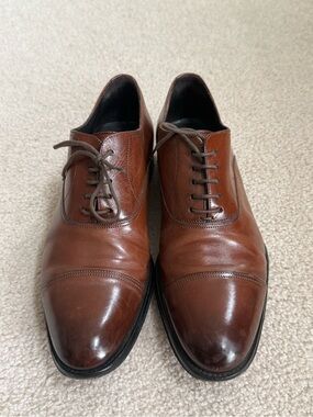 To Boot New York Men's Brown Leather Cap-Toe Dress Shoes